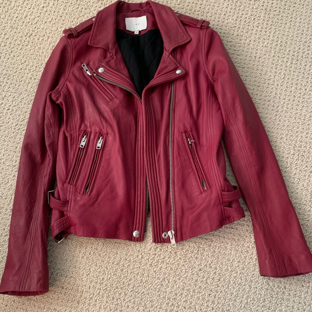 IRO Han biker jacket. Color is Bordeaux. Size 40/8 US.